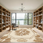 Sepia Foliage Art Nouveau Hexagon Rug
