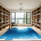 Deep Blue Gradient Pixelated Abstract Rug