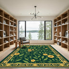 Emerald Yellow Floral Garden Border Rug