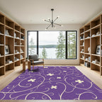 Purple Floral Vine Swirl Rug