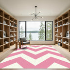 Pink Cream Chevron Stripes Rug