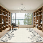 Subtle Gray Square Mosaic Rug