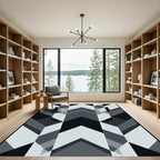Monochromatic Geometric Chevron Composition Rug