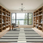 Modern Black Cream Linear Stripe Rug