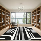 Monochrome Abstract Geometric Stripe Rug