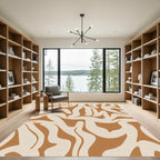 Burnt Orange Cream Swirl Abstract Rug