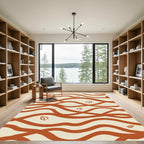 Burnt Orange Wavy Petal Overlay Rug