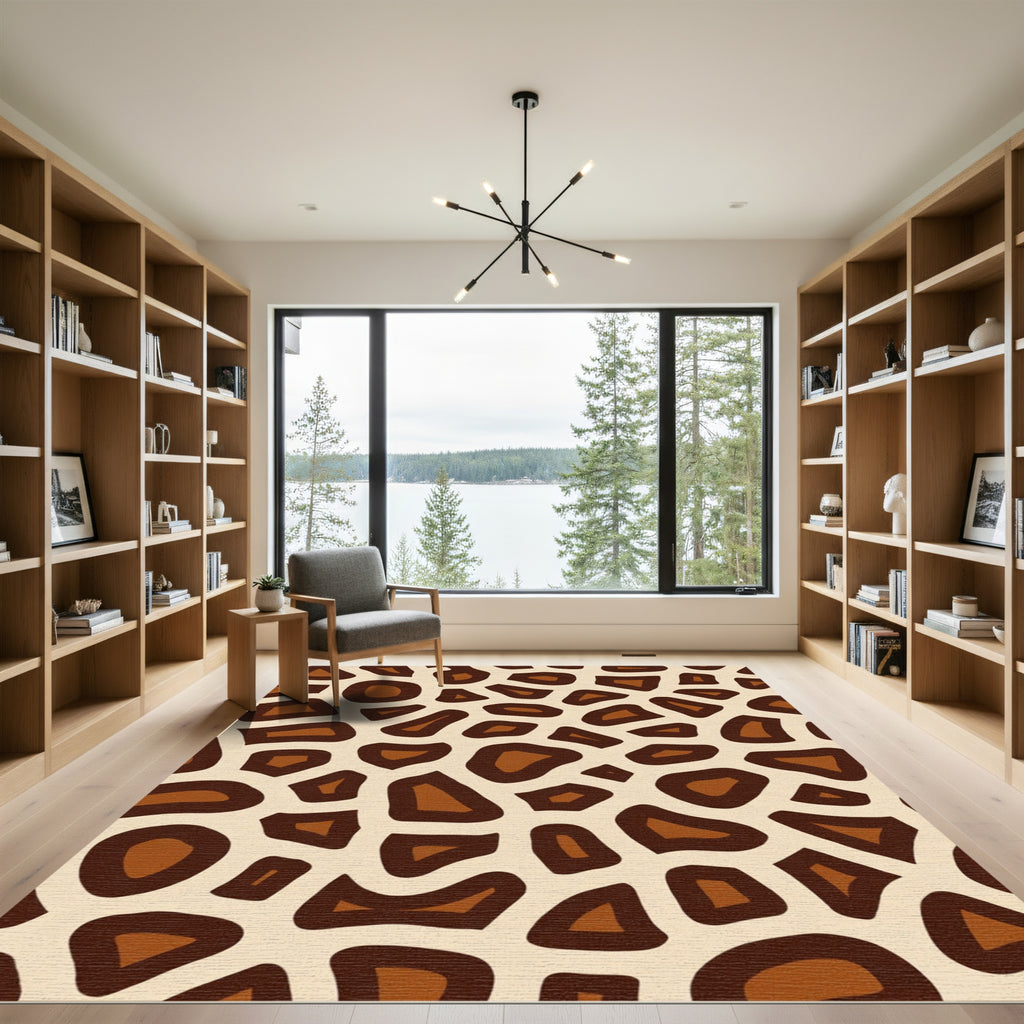 Brown Cream Patchwork Spot Rug
