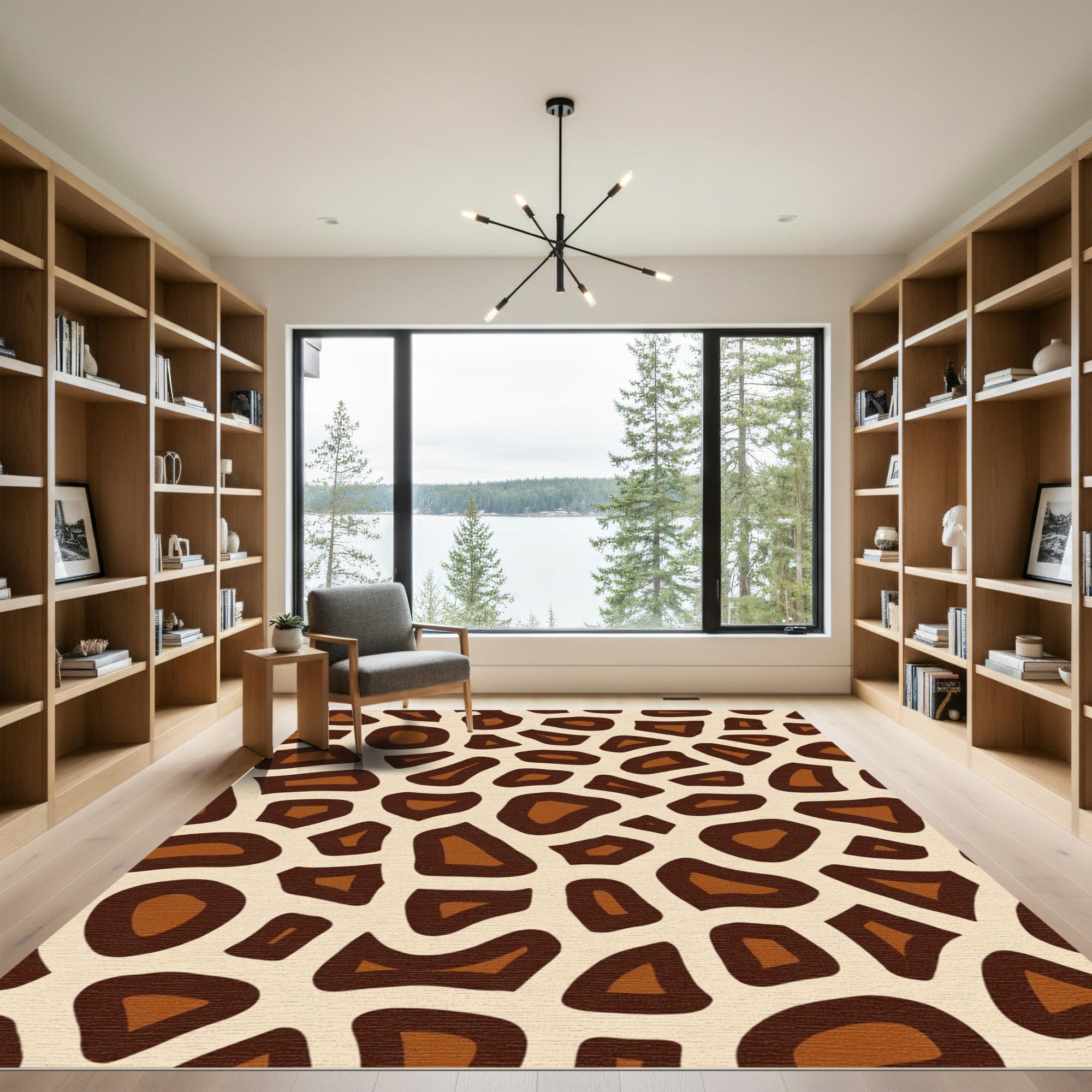 Brown Cream Patchwork Spot Rug