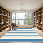 Wavy Blue Cream Stripes Rug