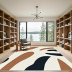 Organic Abstract Shapes Terra Cotta Blue Rug