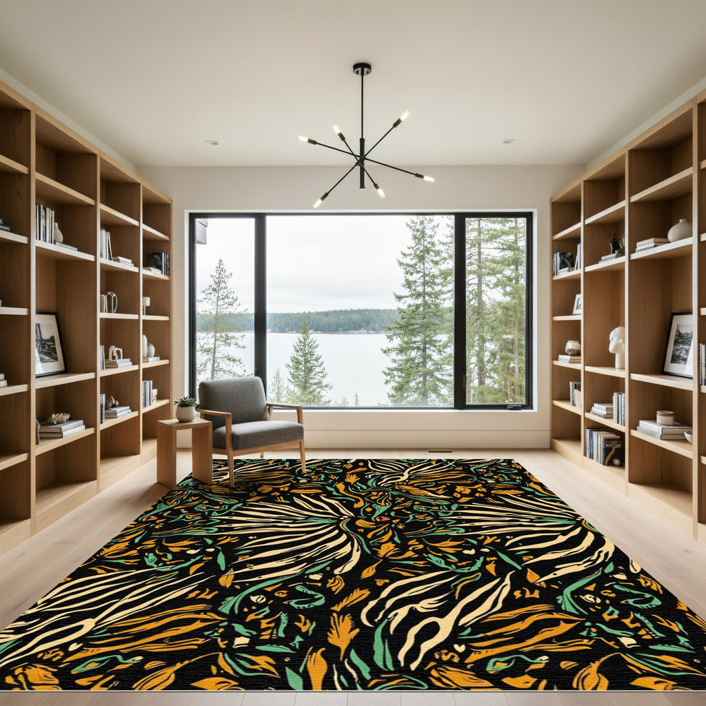 Bold Abstract Jungle Foliage Rug