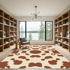 Cream Brown Abstract Spots Rug