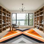 Bold Orange Geometric Chevron Rug
