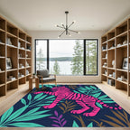 Vibrant Pink Tiger Tropical Jungle Rug