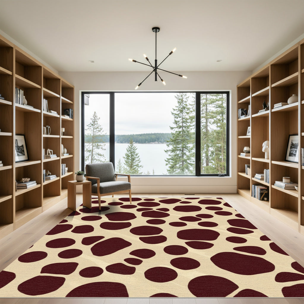 Brown and Cream Irregular Spots Rug