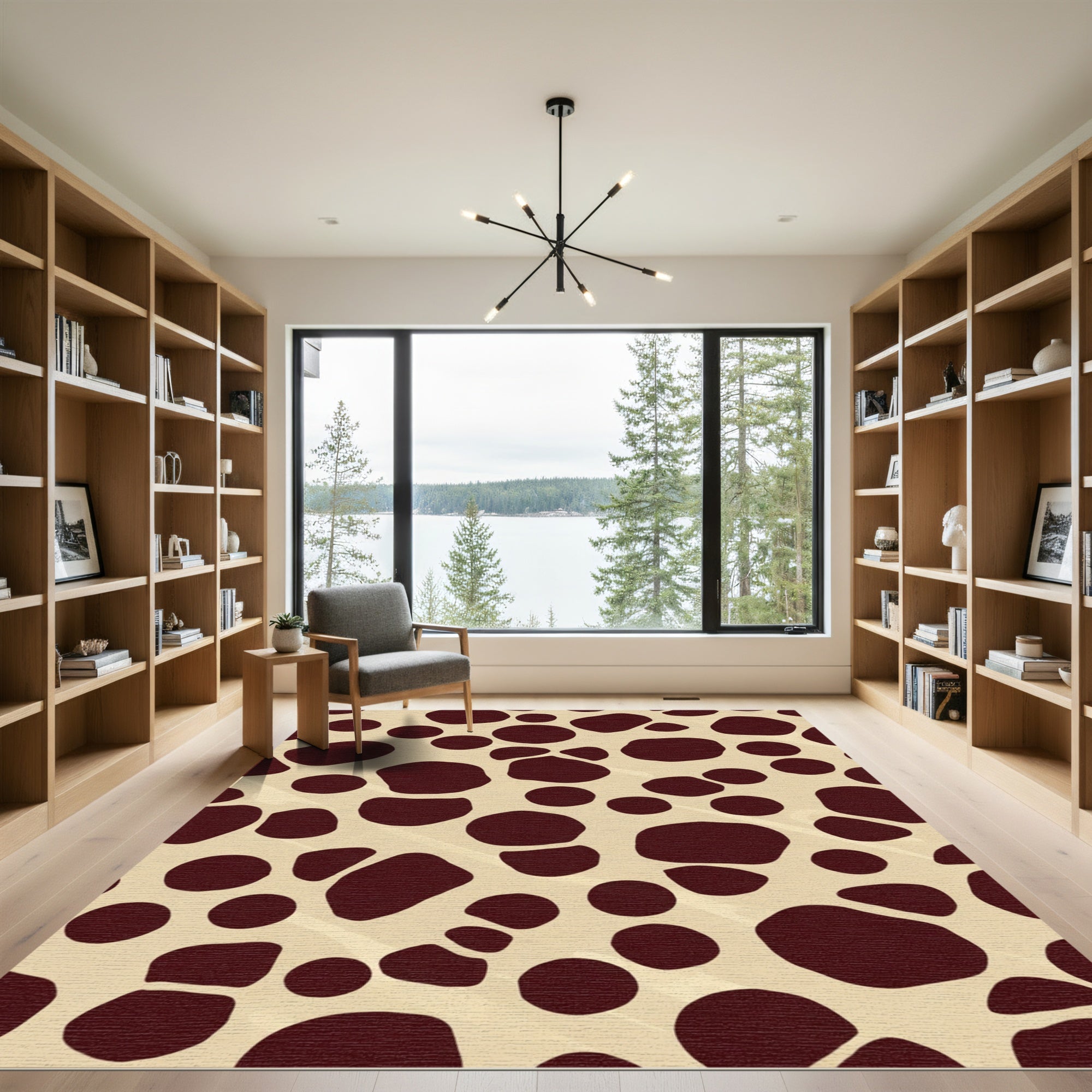 Brown and Cream Irregular Spots Rug