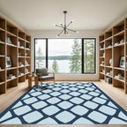 Navy Blue Diamond Lattice Rug