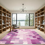 Soft Pink Gradient Square Mosaic Rug