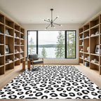 Classic Black White Leopard Spots Rug