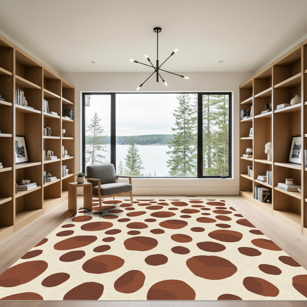 Brown Spotted Natural Organic Shapes Rug