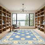Light Blue Cream Abstract Bean Star Rug