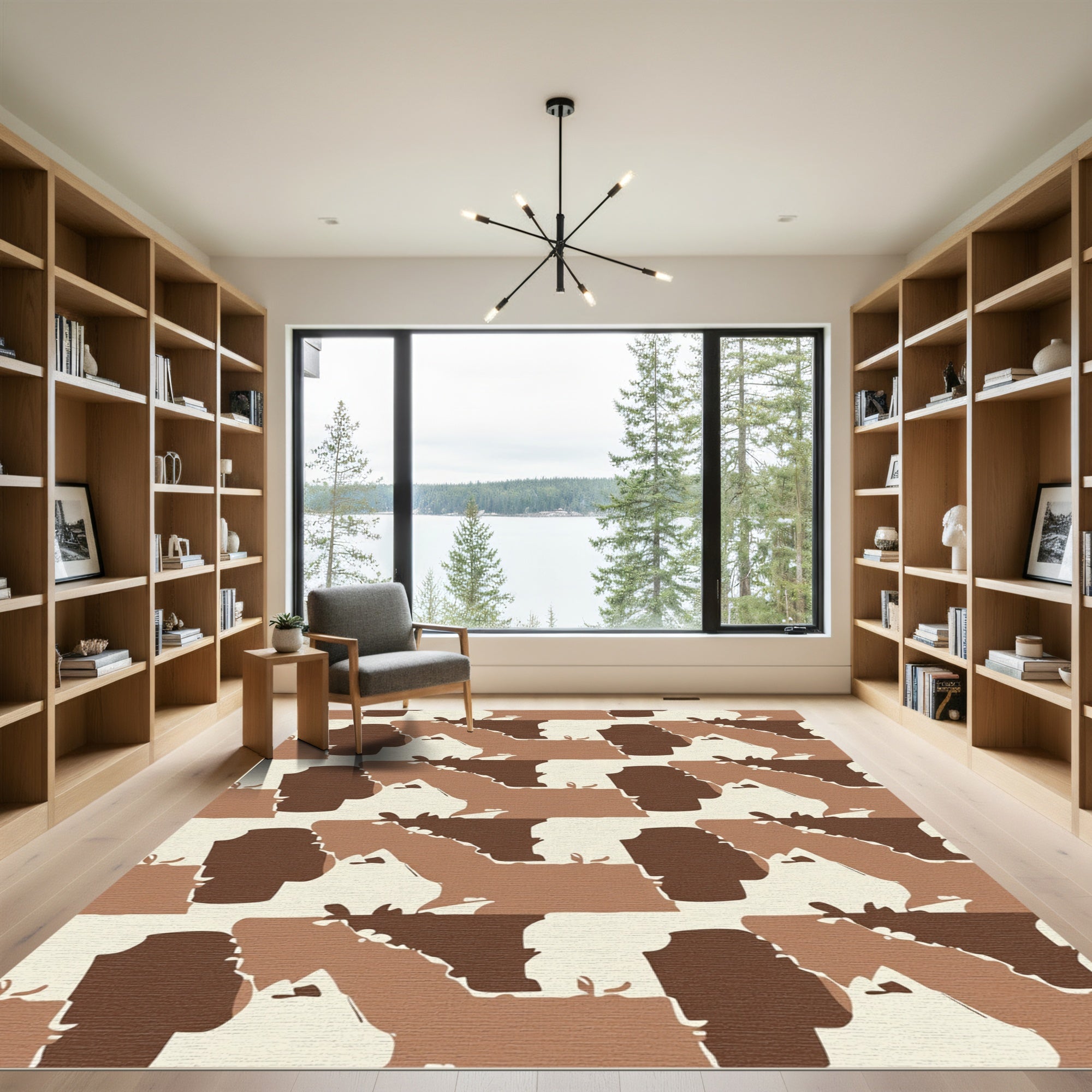 Camouflage Brown Earthy Abstract Shapes Rug