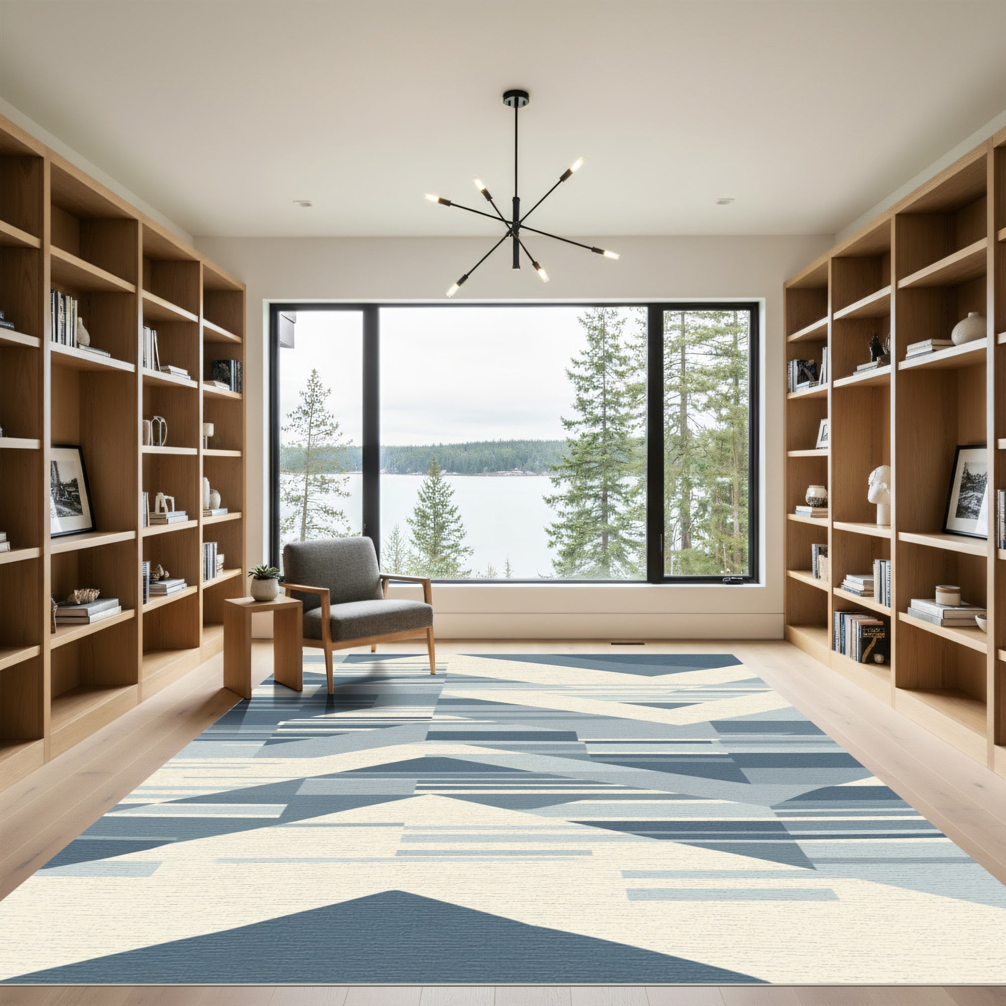 Geometric Chevron Ice Blue Rug