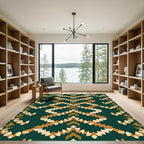 Emerald Geometric Sunburst Medallion Rug