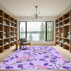 Violet Purple Flower Vine Branches Rug