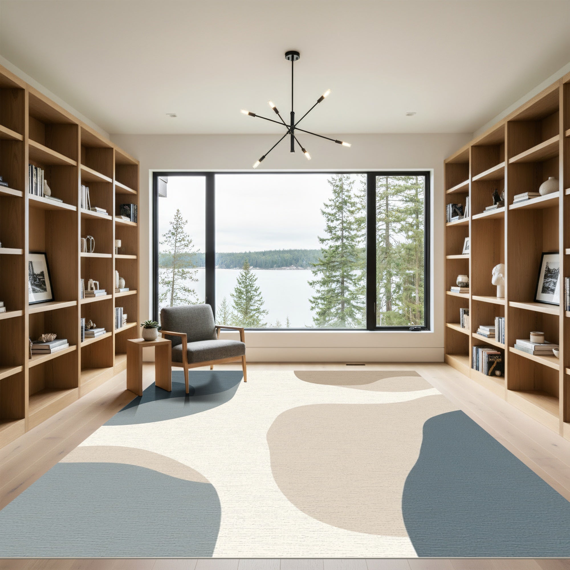 Modern Abstract Neutral Color Blocks Rug