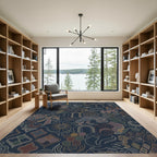 Dark Blue Mystical Arc Symbols Rug