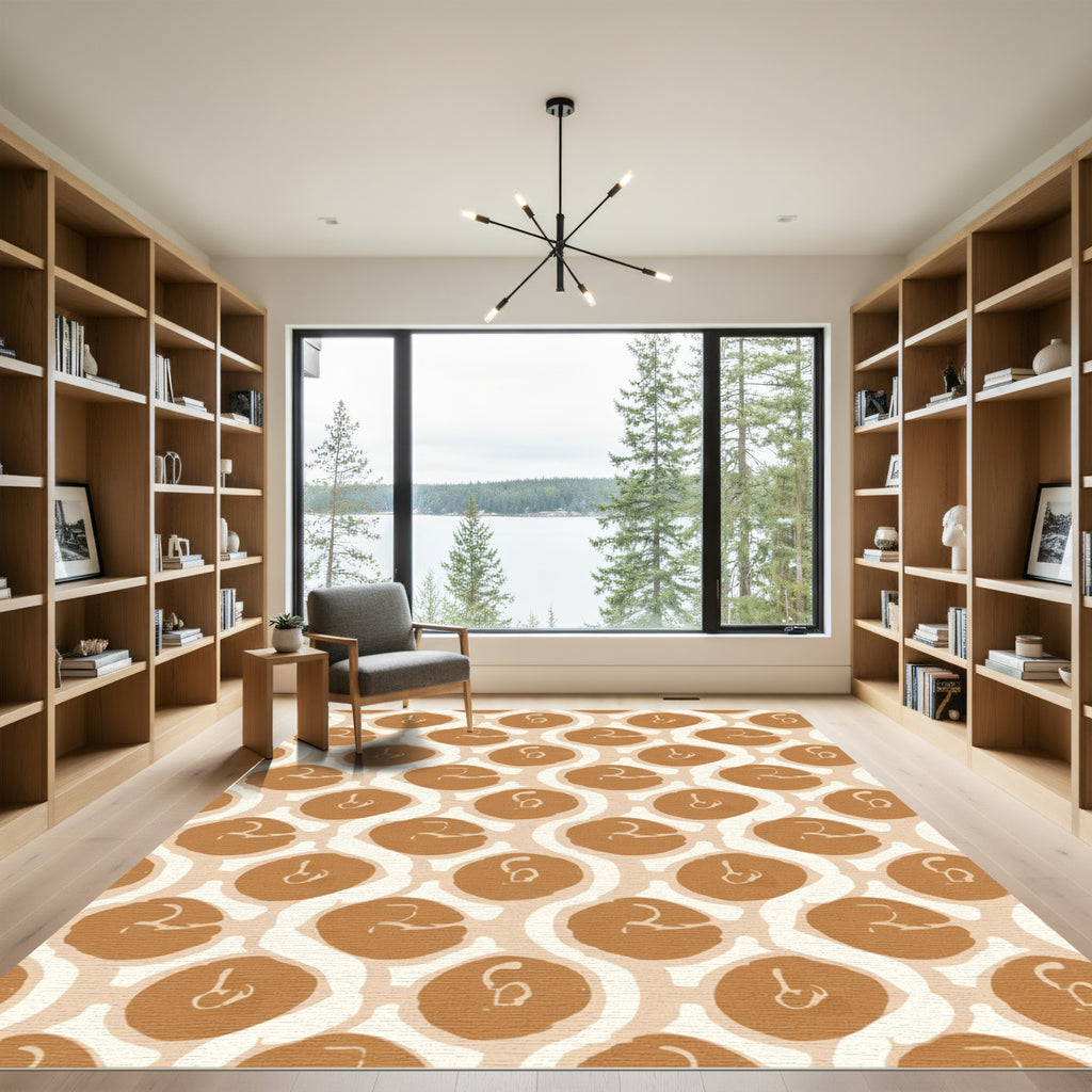 Amber White Abstract Organic Circles Rug