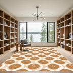 Amber White Abstract Organic Circles Rug