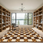 Retro Chocolate Cream Layered Squares Rug