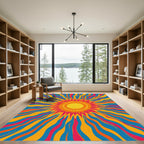 Radiant Psychedelic Sunburst Rays Rug