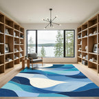 Oceanic Waves Blue Abstract Rug