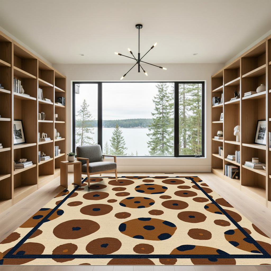 Brown Dotty Circles Composition Rug