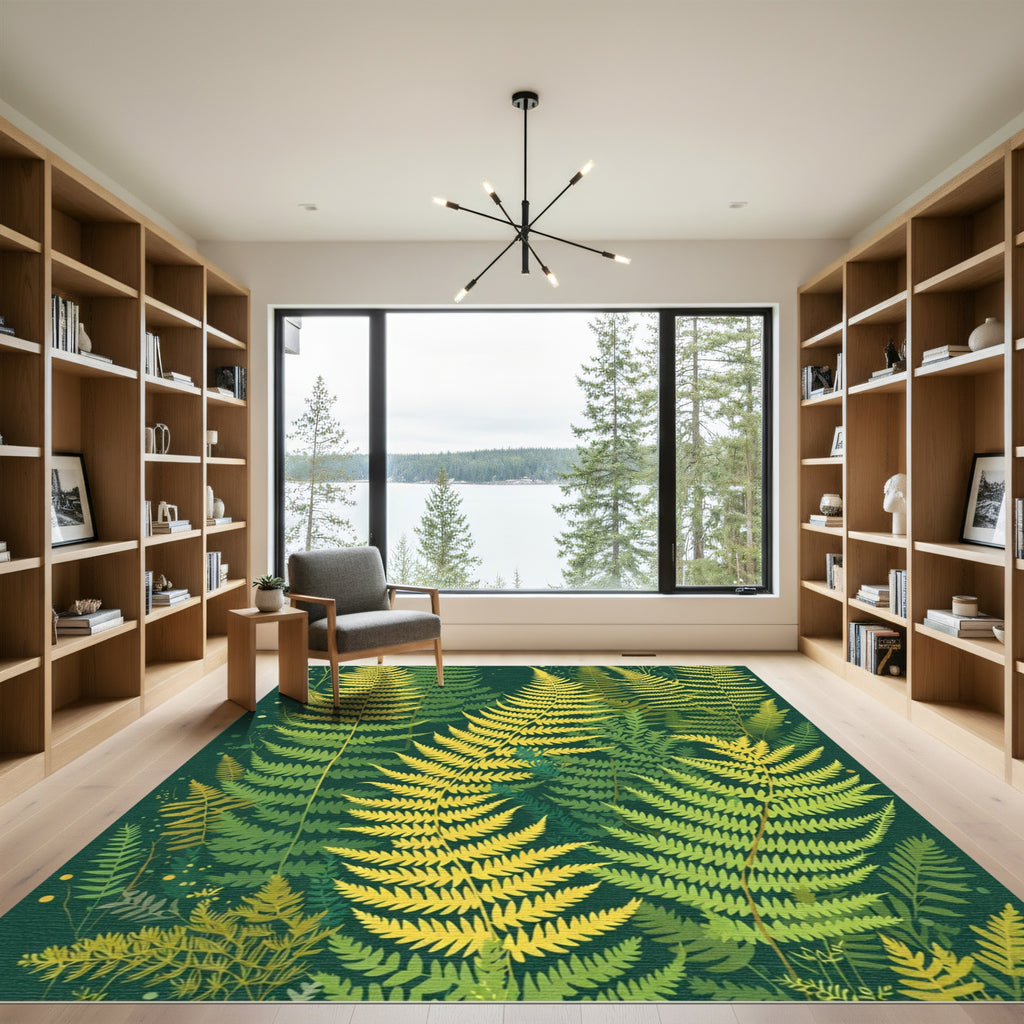 Golden Fern Forest Rich Green Rug