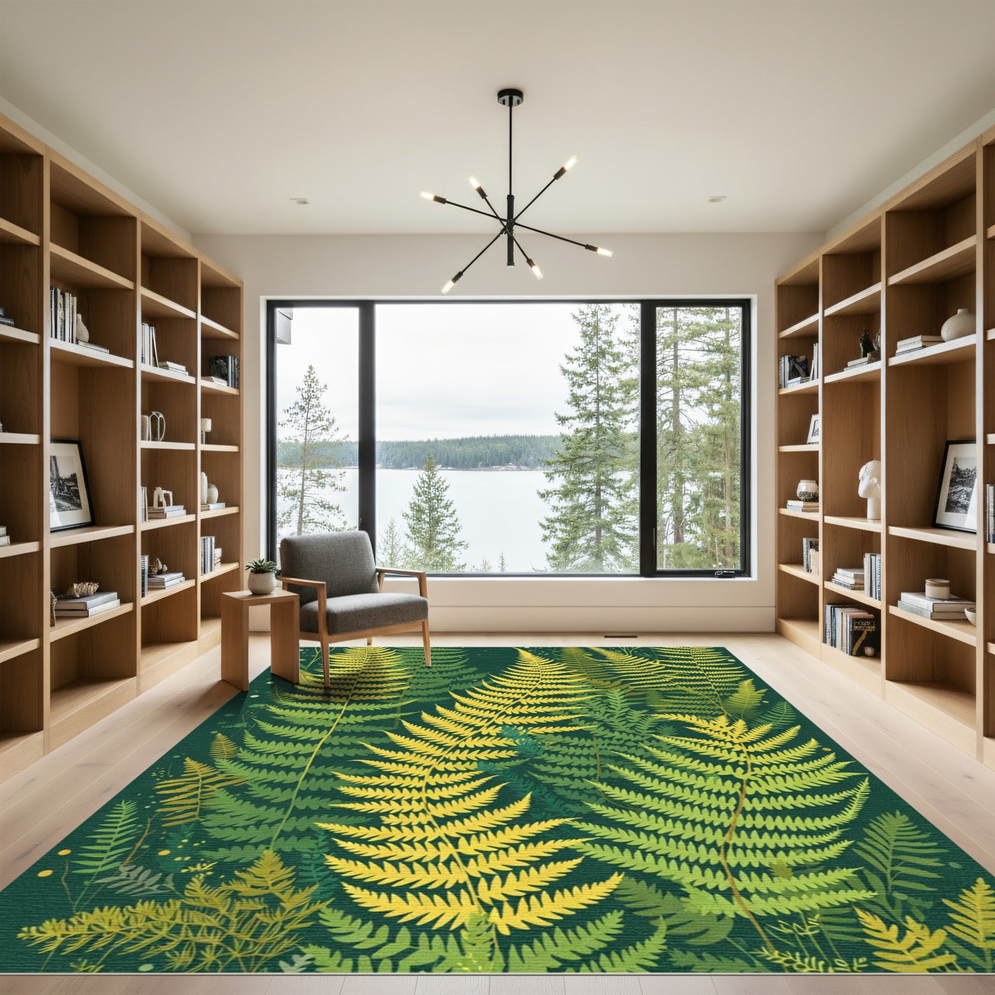Golden Fern Forest Rich Green Rug