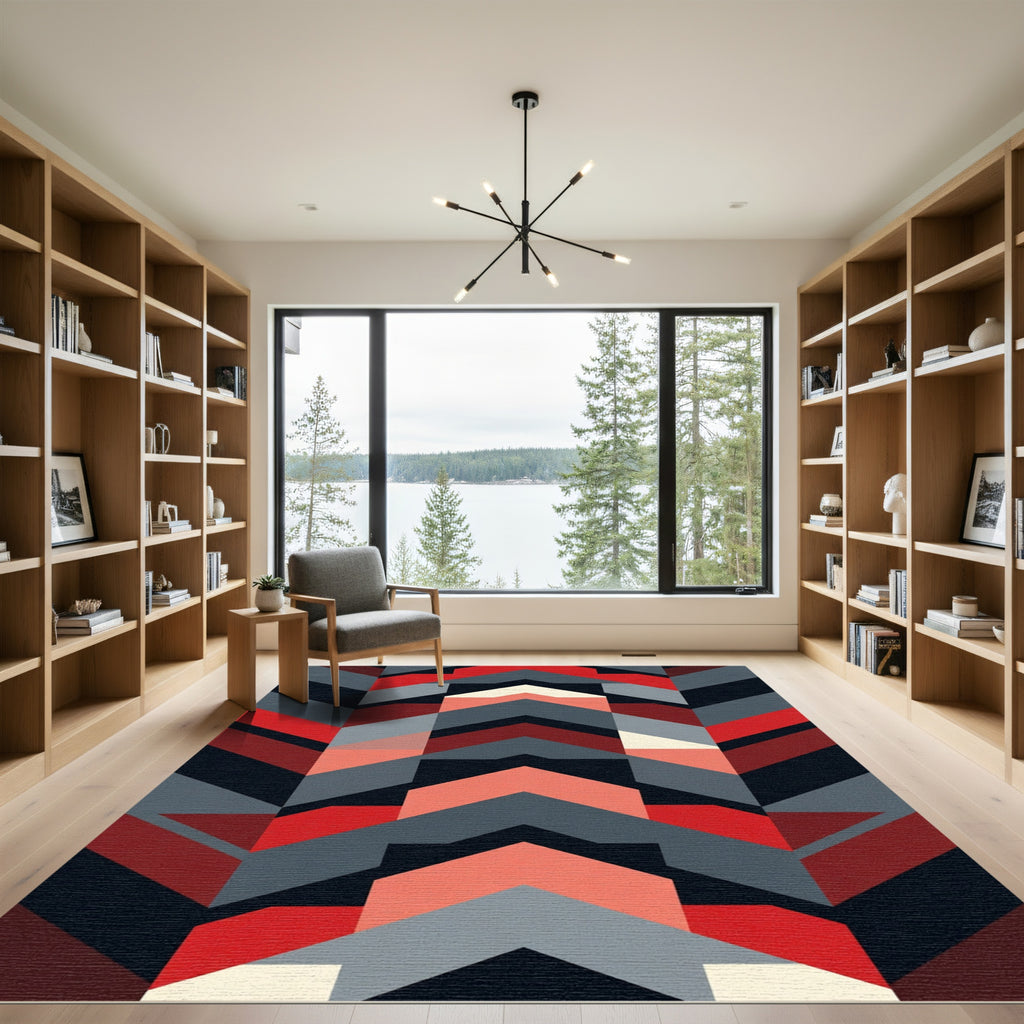 Bold Abstract Geometric Chevron Rug