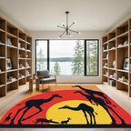 Sunset Giraffe Herd Silhouette Rug