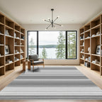 Modern Black White Striped Horizon Rug