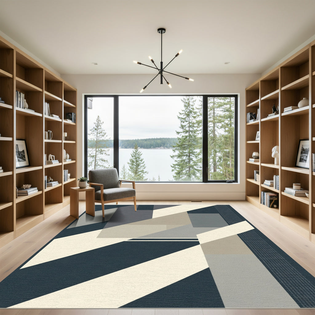 Modern Geometric Slate Blocks Rug