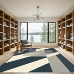 Modern Geometric Slate Blocks Rug