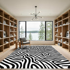 Wild Black White Zebra Lines Rug