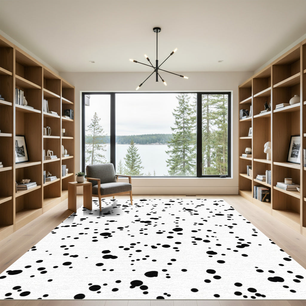 Black and White Splatter Spot Rug