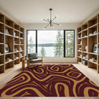 Rich Brown Abstract Swirl Flow Rug
