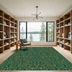 Emerald Gold Ornate Swirl Rug