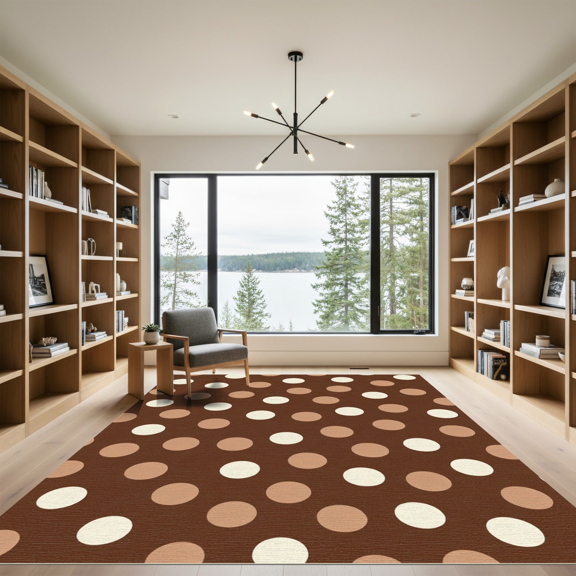 Brown Cream Polka Dot Pattern Rug